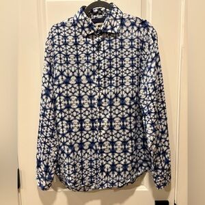 Joseph Abboud Blue Linen Button Down Shirt